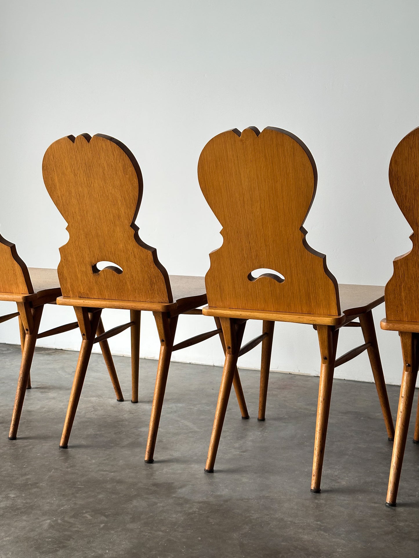 Swiss Alpine Stabelle Oak Dining Set, Mid-Century, Set of 5