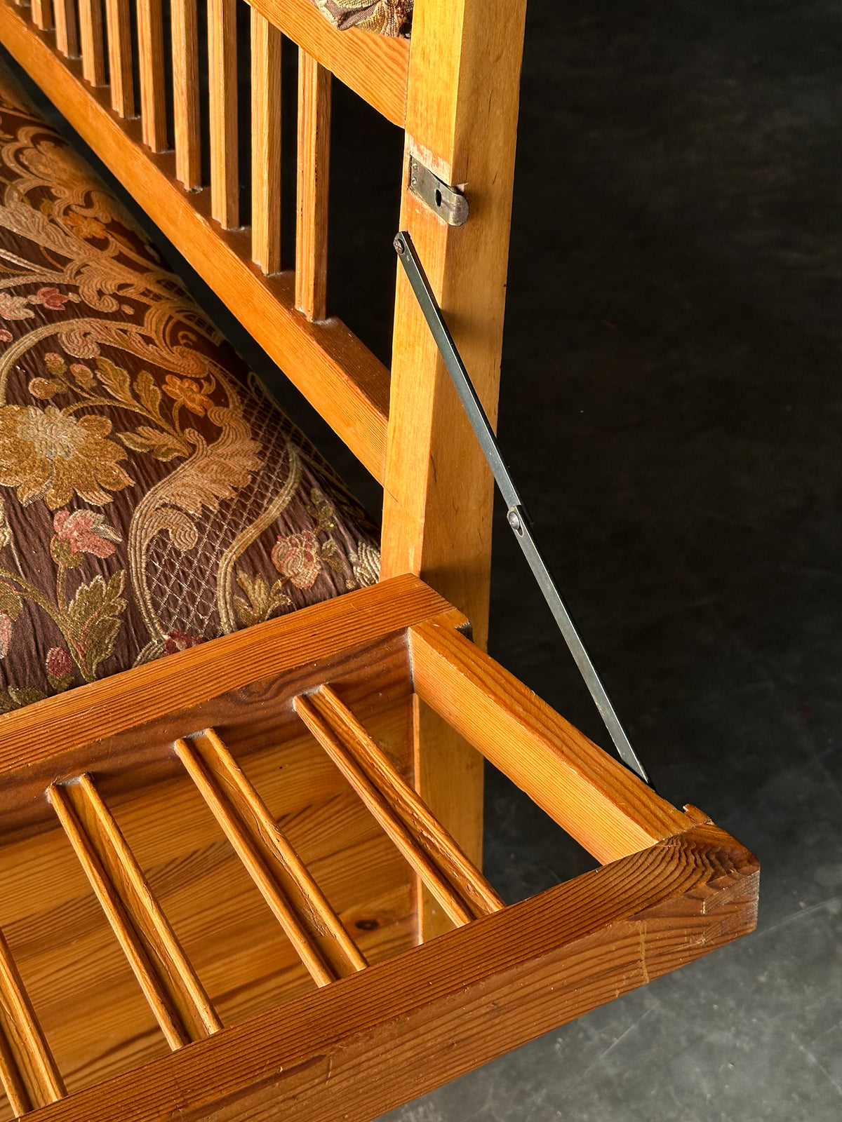 Pine Bench Fold-Out Daybed With Hidden Storage, Central Europe, 19th Century