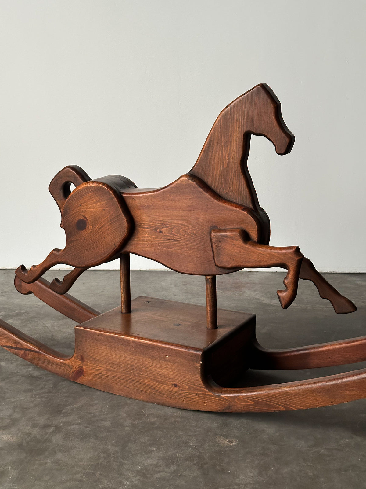 Handcrafted Mid-Century Sculptural Pine Rocking Horse