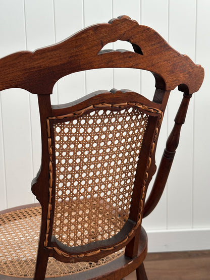 Antique Victorian French Cane Dining Chairs, Set of 4