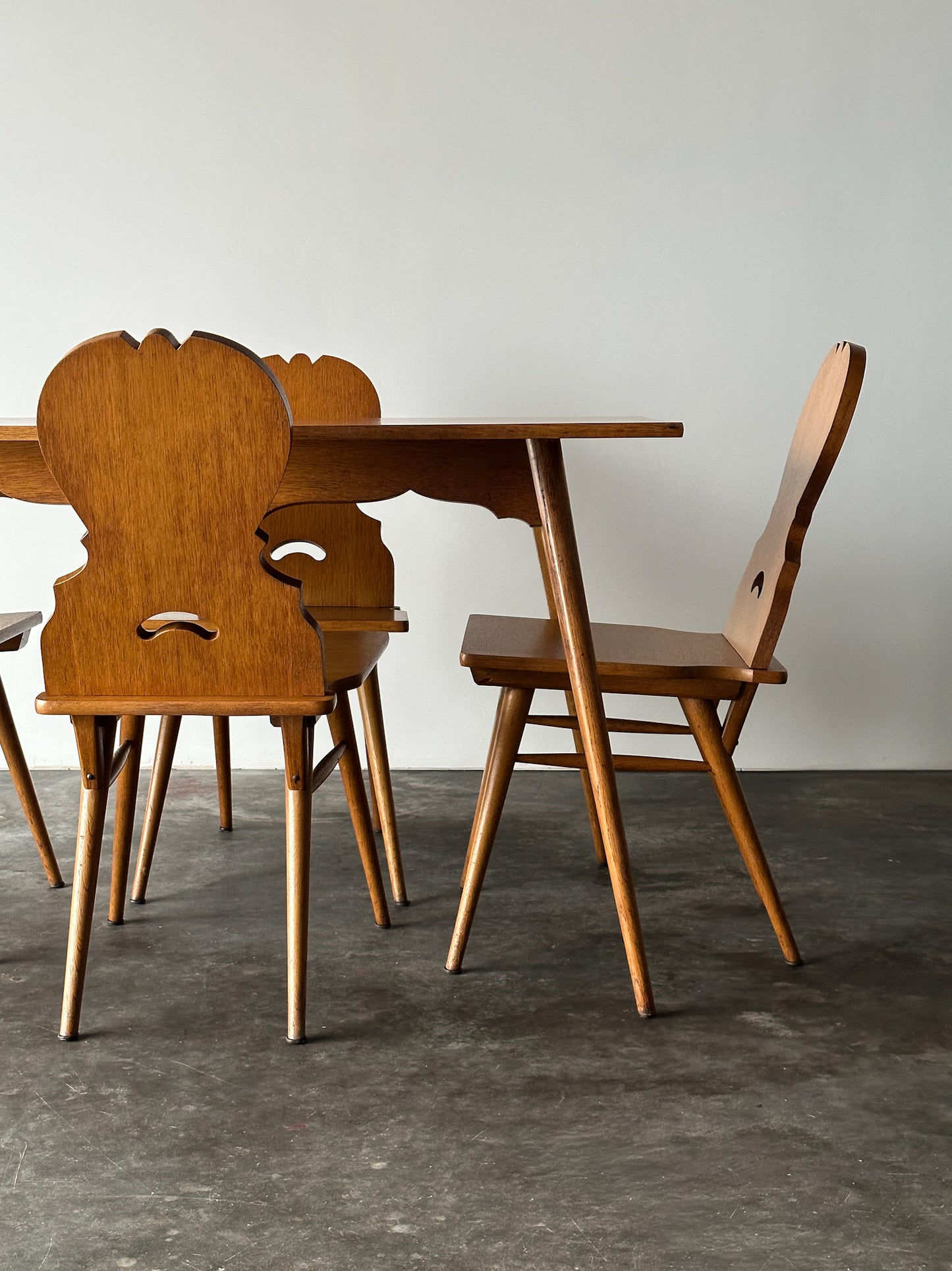 Swiss Alpine Stabelle Oak Dining Set, Mid-Century, Set of 5