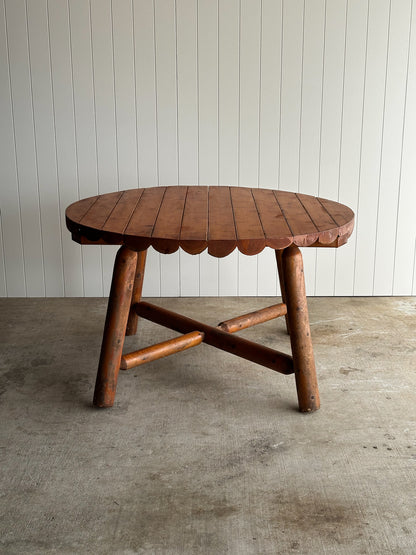 Early 20th Century Pine Dining Table with Scalloped Edge