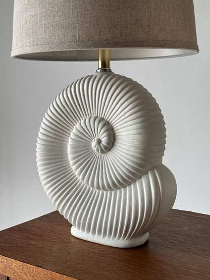 Vintage Plaster Nautilus Table Lamps, Pair