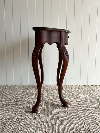Vintage Mahogany Demi-Lune Serpentine Scalloped Entryway Table