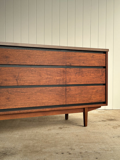 Mid-Century Walnut Nine-Drawer Dresser by Stanley, C. 1960s