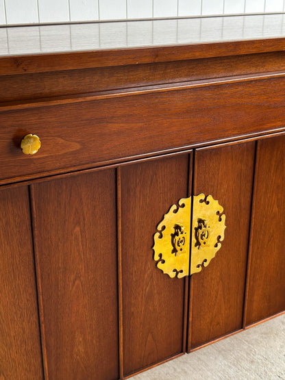Mid-Century Modern Heritage Collection Walnut and Brass Sideboard