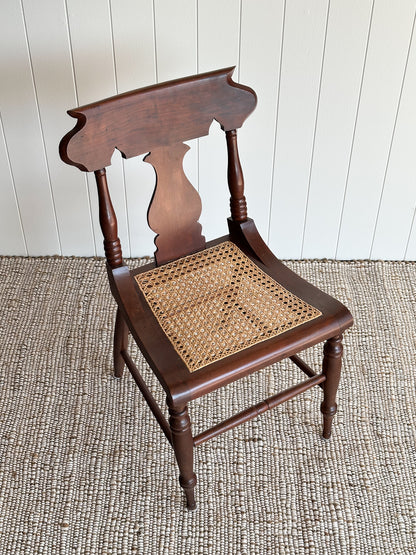 1960s Vintage Sculpted Mahogany Dining Chairs with Cane Seats, Set of 4