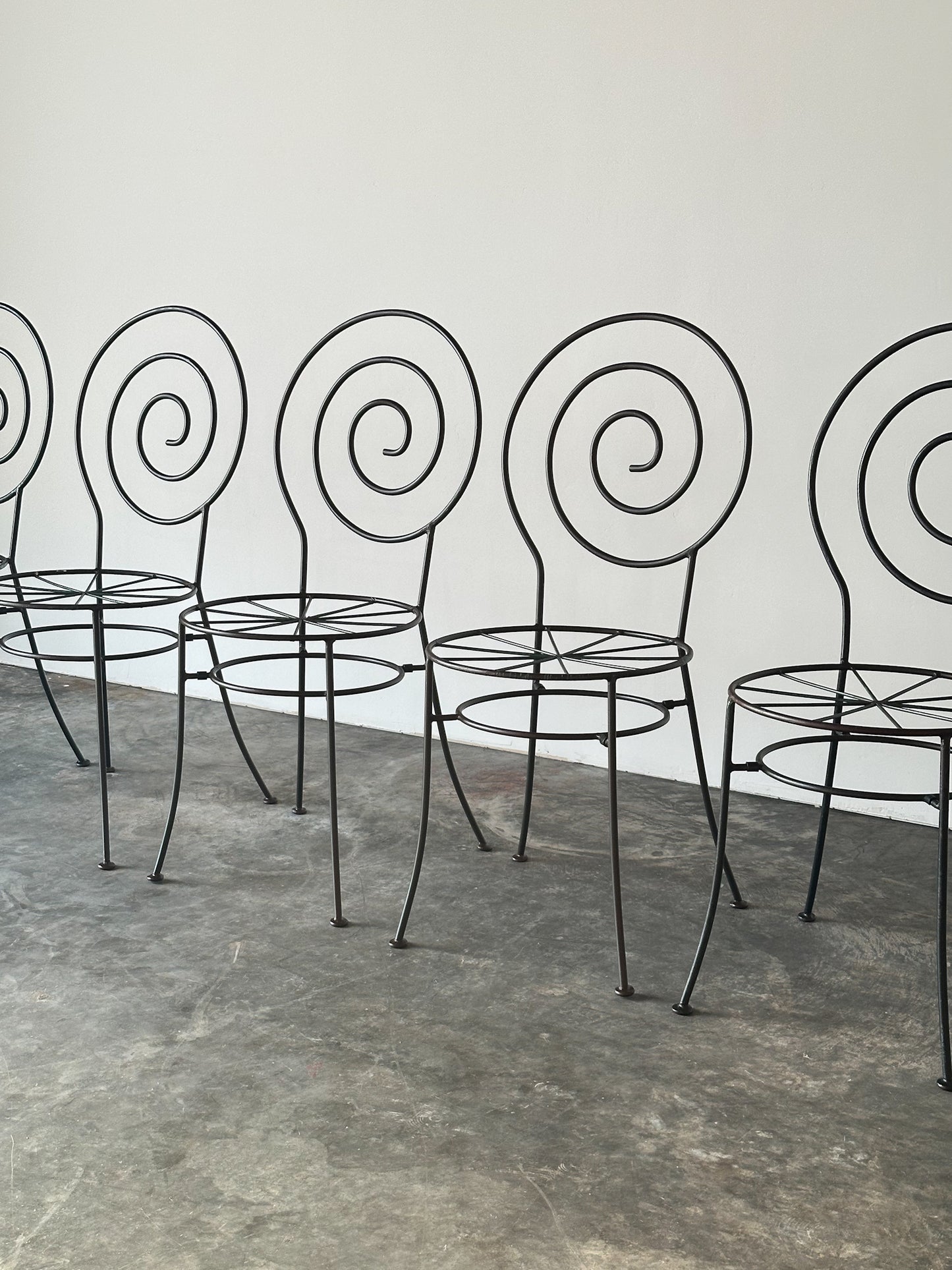 Spiral Iron Chairs in the Style of Luigi Serafini for Sawaya & Moroni, 1980s, Set of 6