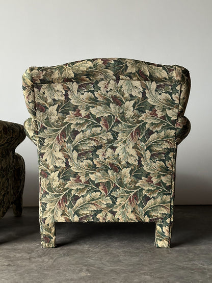 Sage Acanthus Tapestry Club Chairs, John Hutton for Donghia Luciano, 1990s, Pair