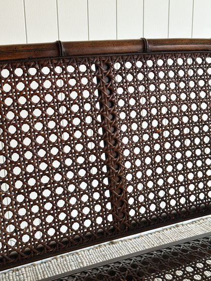 Vintage Faux Bamboo Caned Settee Bench, c. 1970s