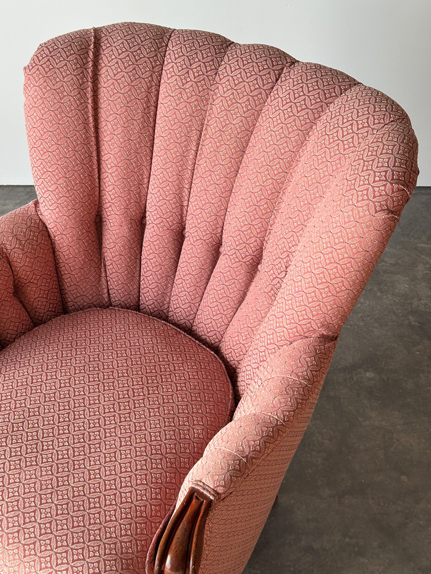 Mid-Century French Provincial Channel-Back Armchair