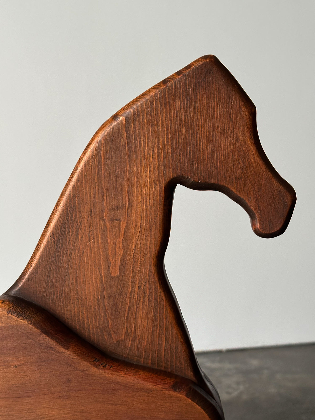 Handcrafted Mid-Century Sculptural Pine Rocking Horse