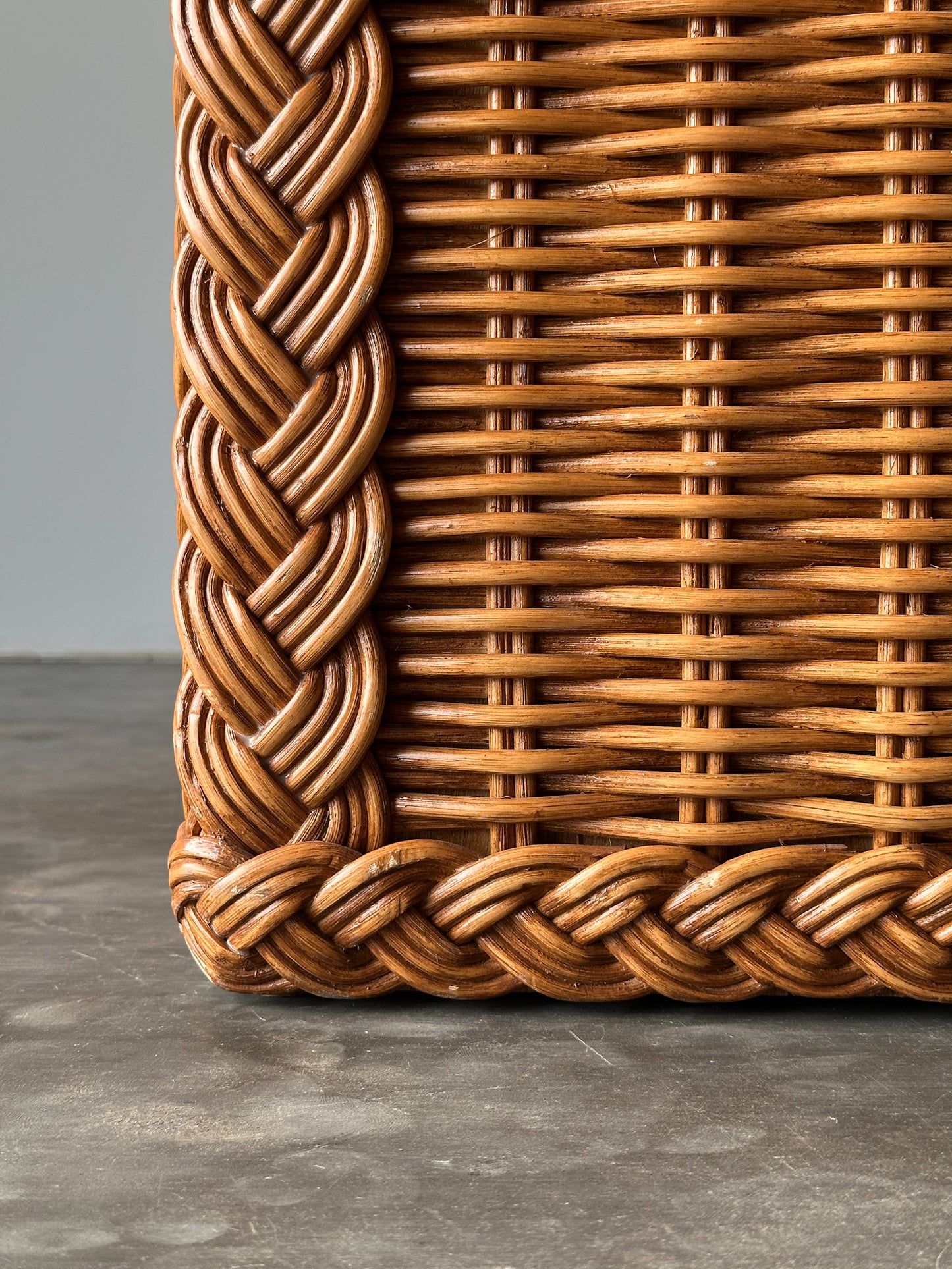 Vintage Woven Wicker Nightstand