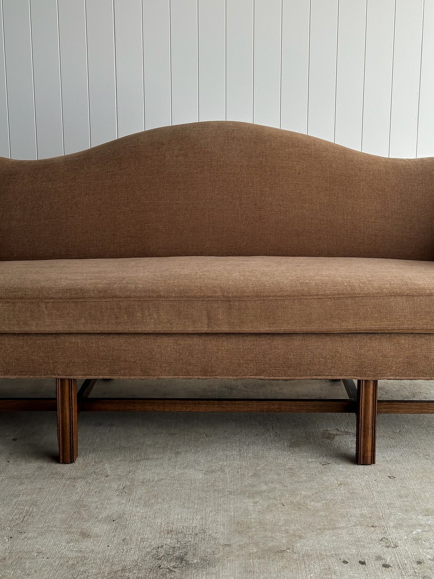 Vintage Camelback Chippendale-Style Sofa