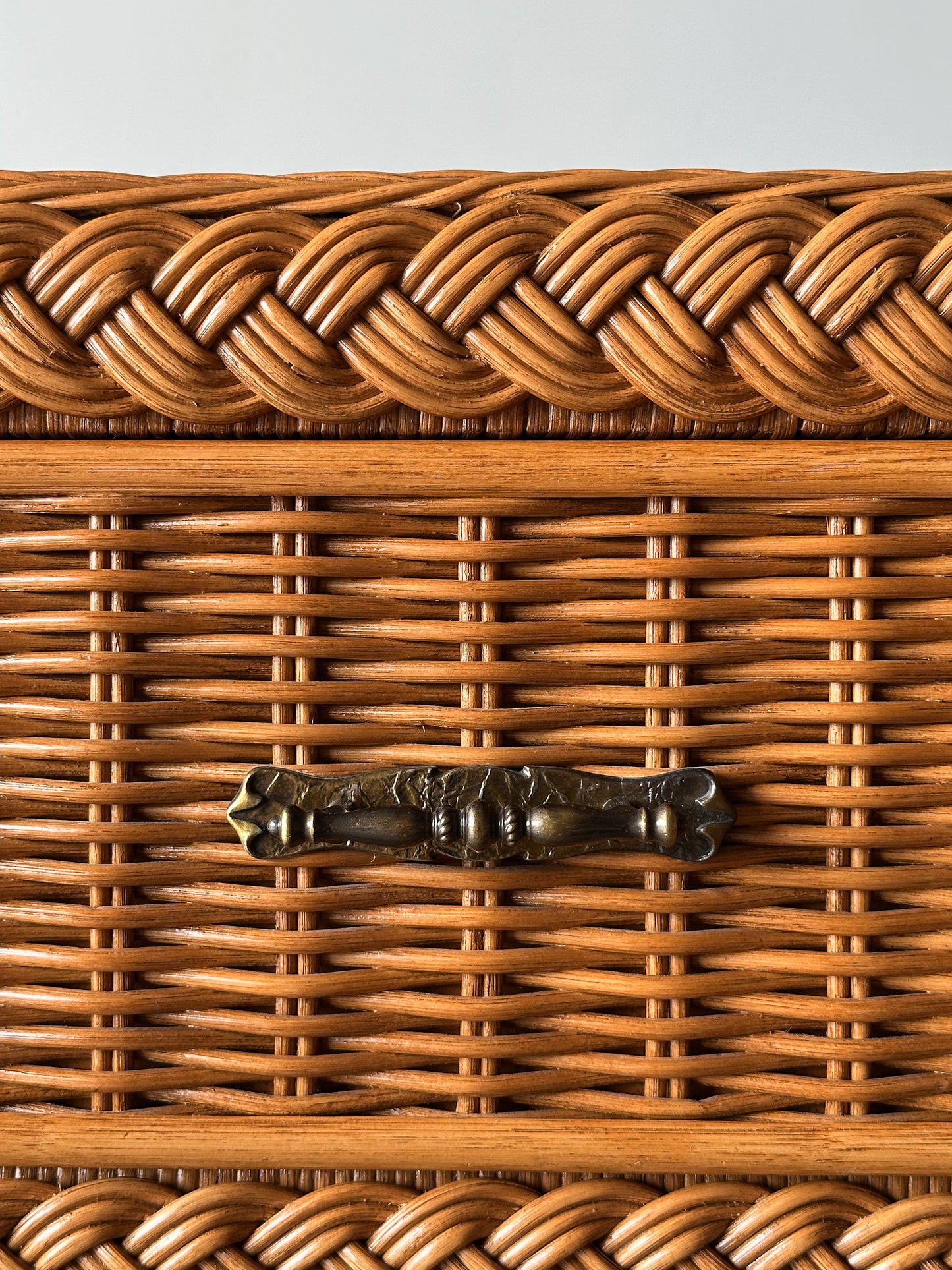 Vintage Woven Wicker Six-Drawer Dresser