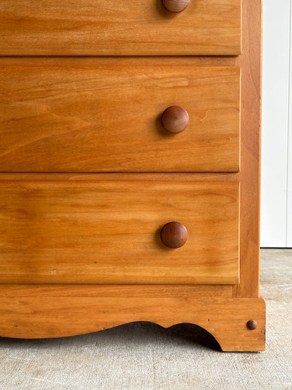 Vintage Pine Chest of Drawers with Scalloped Apron