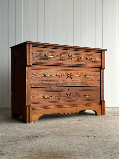 Late 19th Century Carved Oak Chest of Drawers