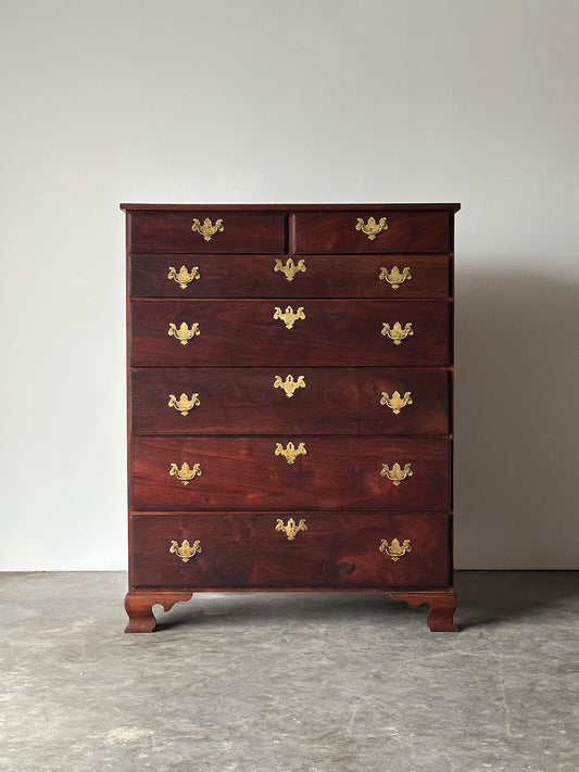 Chippendale-Style Black Walnut Tall Chest of Drawers, 1930s