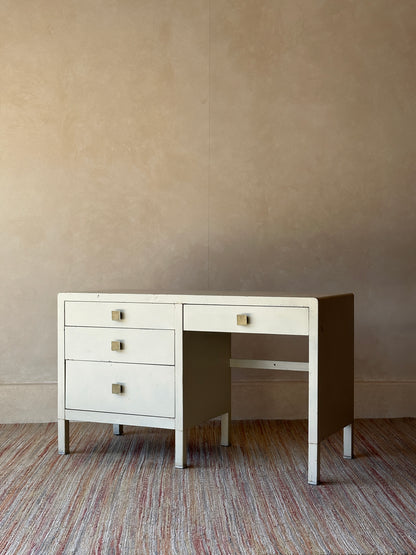 Vintage Simmons Metal Desk With Original Square Pulls, C 1940s