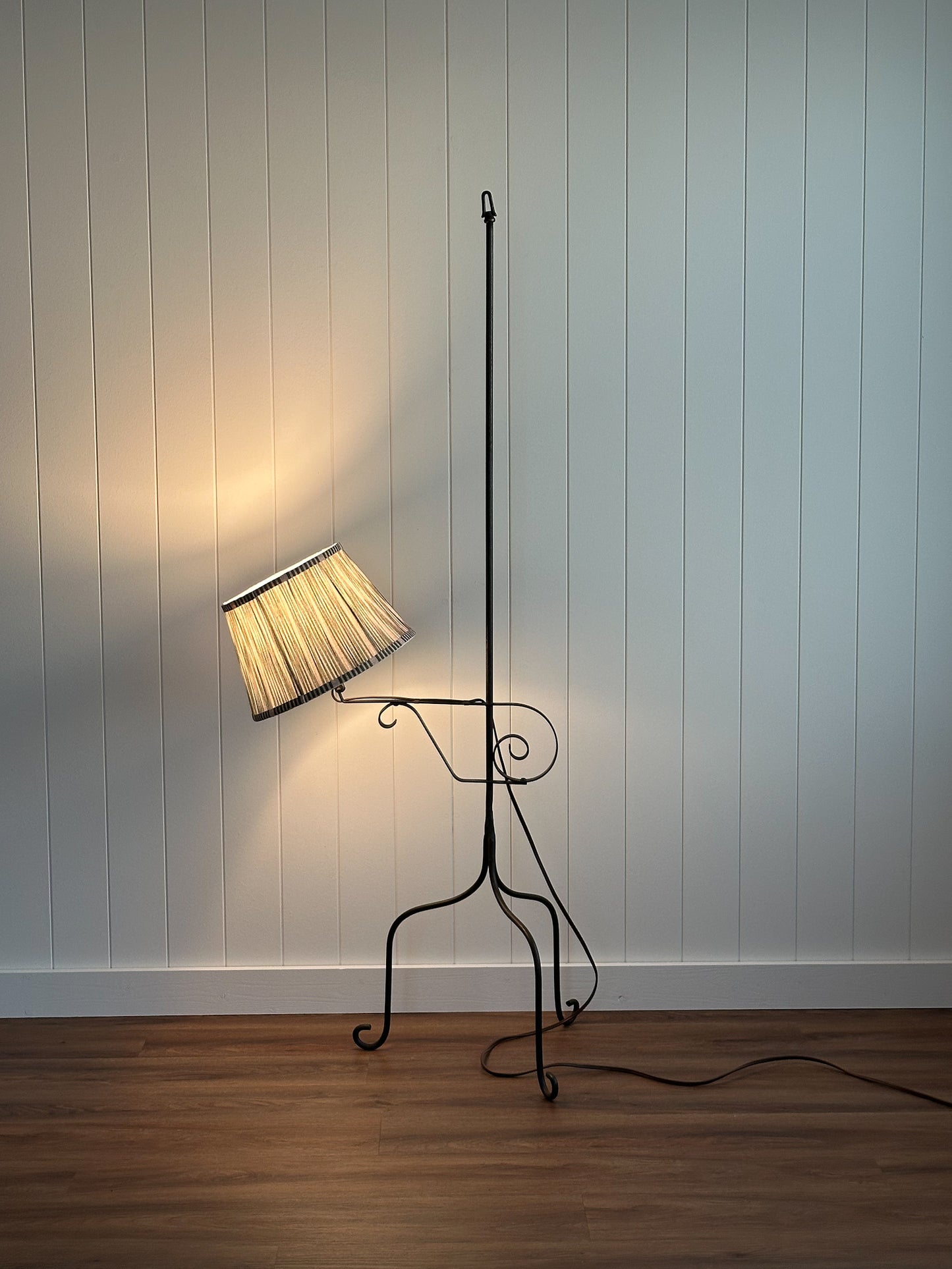 1940s Wrought Iron Swing-Arm Floor Lamp