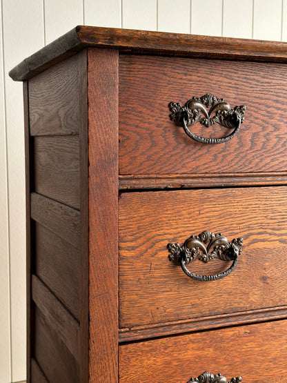 Antique Oak Chest of Drawers, Late 19th Century