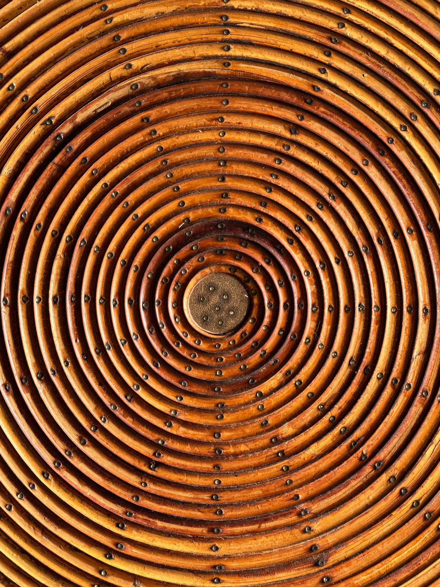 Sunburst Rattan Coffee Table, Attributed to Vivai Del Sud, Italy, 1970s