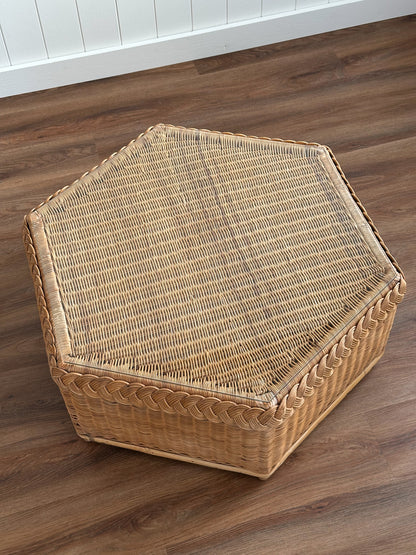 Vintage Brown Jordan Braided Wicker Coffee Table