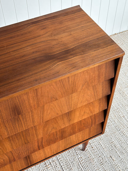 Vintage Mid Century Modern Walnut Floating Drawer Chest of Drawers