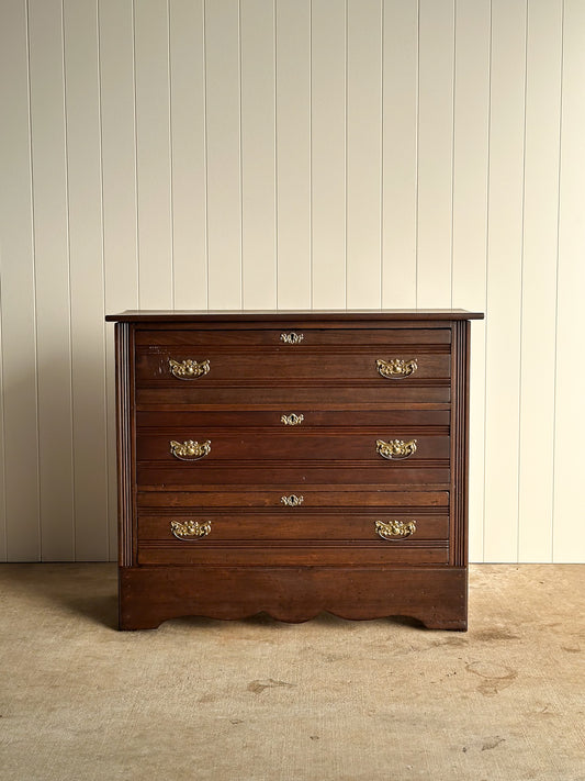 Antique Victorian Wooden Chest of Drawers, C. 1890–1910