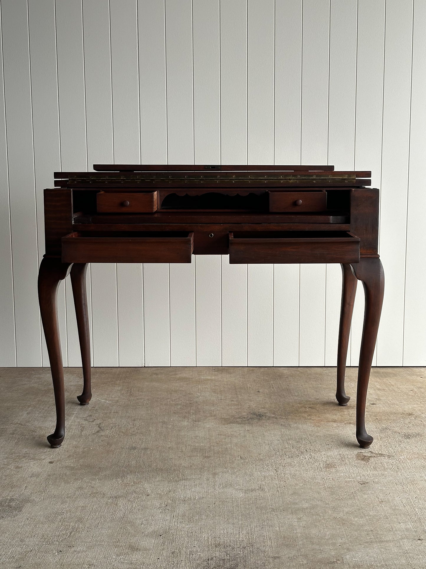 Antique Mahogany Lift-Top Writing Desk Console Table