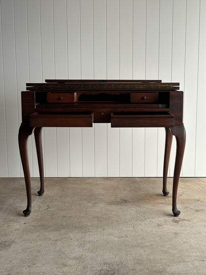Antique Mahogany Lift-Top Writing Desk Console Table