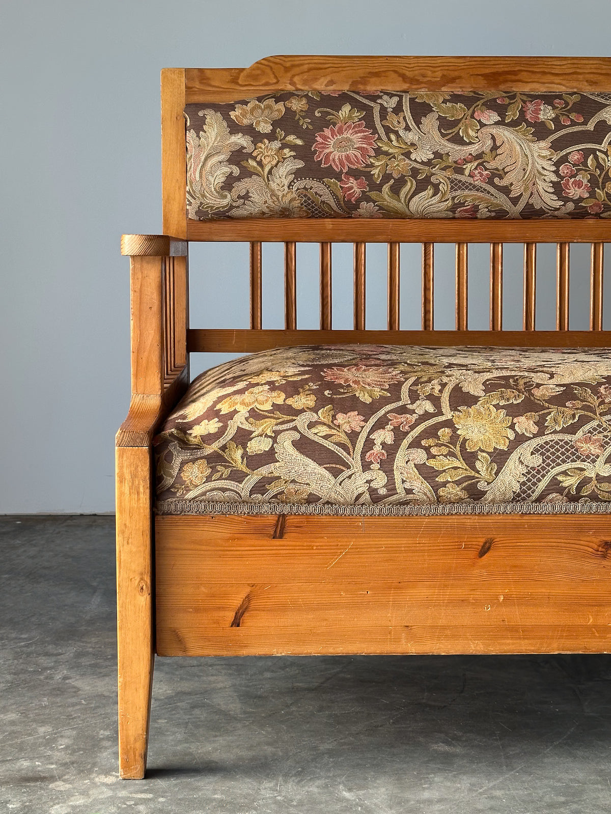Pine Bench Fold-Out Daybed With Hidden Storage, Central Europe, 19th Century