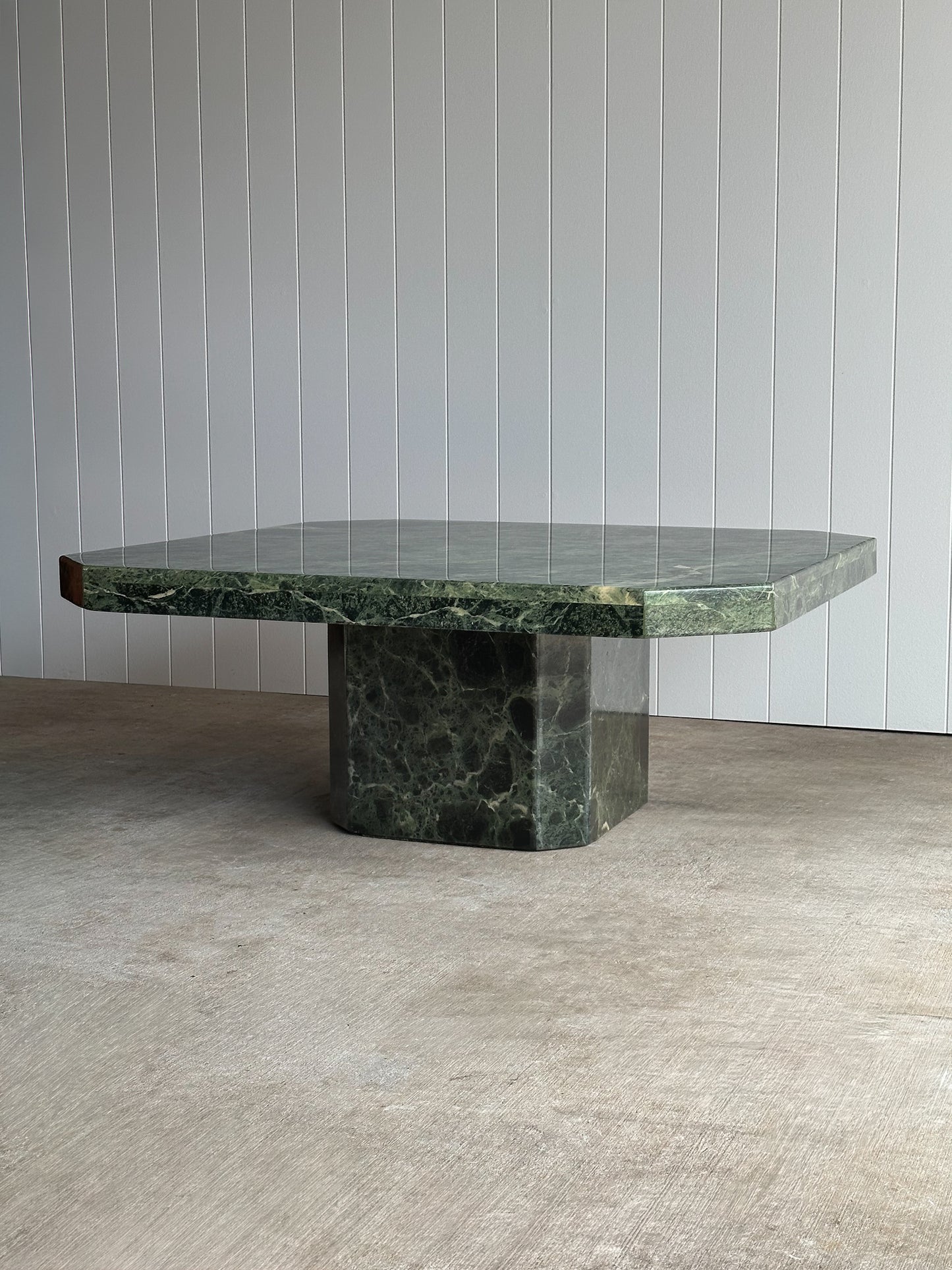 Vintage Italian Verde Alpi Green Marble Coffee Table, C. 1970s