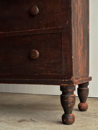 Late 19th Century Antique Painted Pine Chest of Drawers, Original Surface