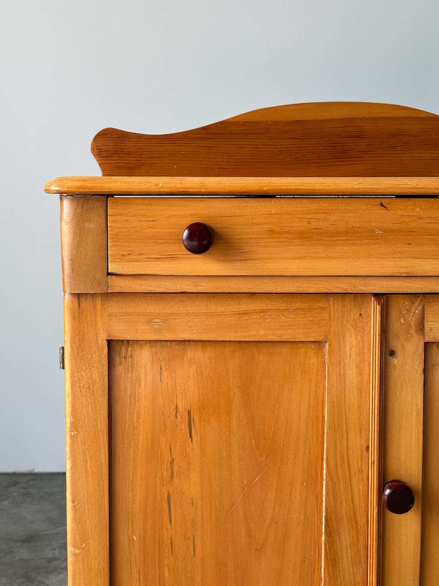 Vintage American Farmhouse Pine Washstand Cabinet