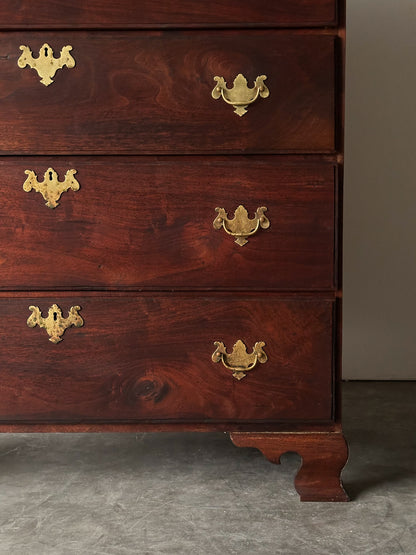 Chippendale-Style Black Walnut Tall Chest of Drawers, 1930s