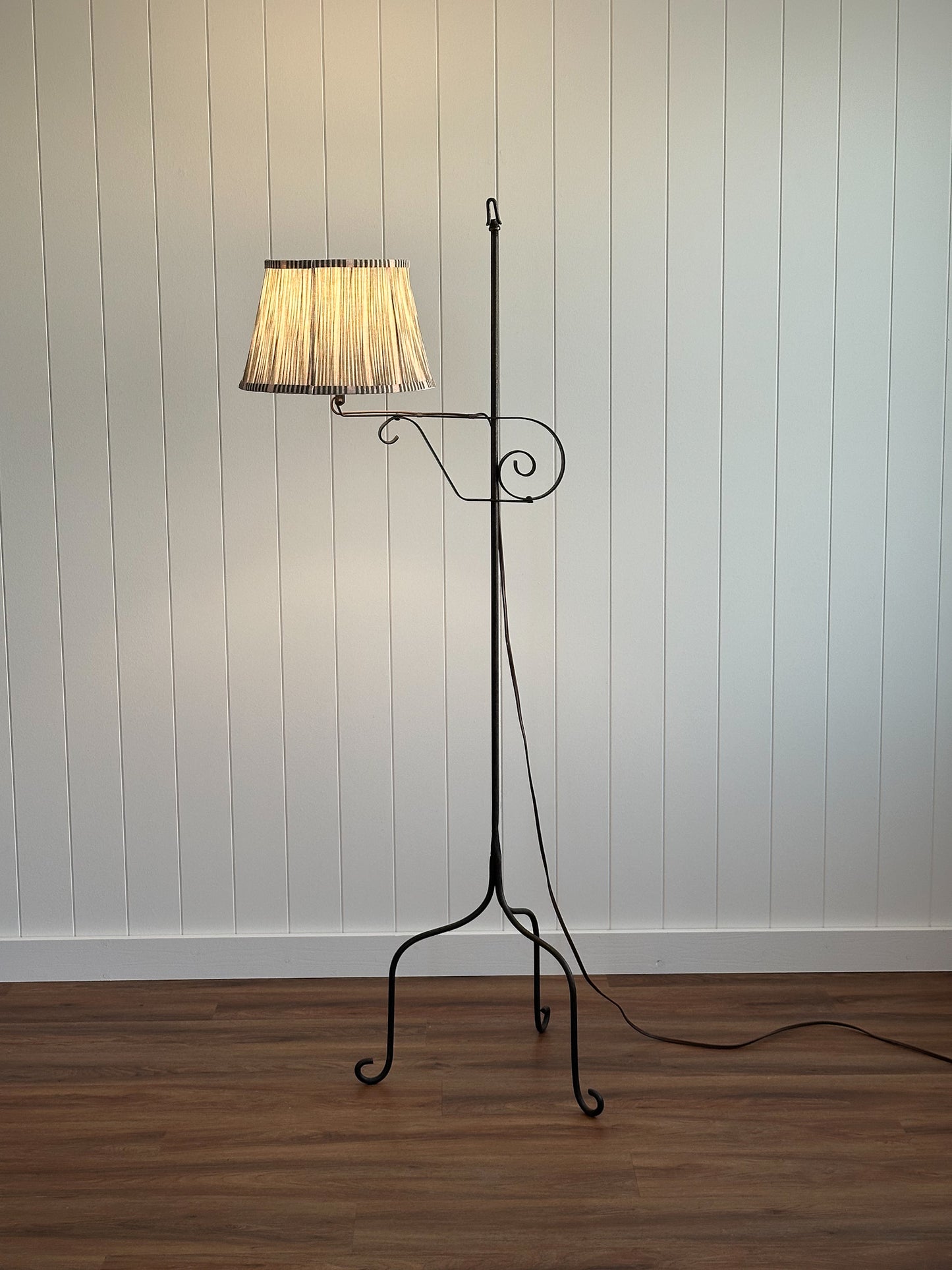 1940s Wrought Iron Swing-Arm Floor Lamp