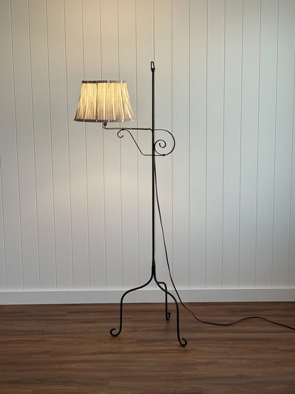 1940s Wrought Iron Swing-Arm Floor Lamp