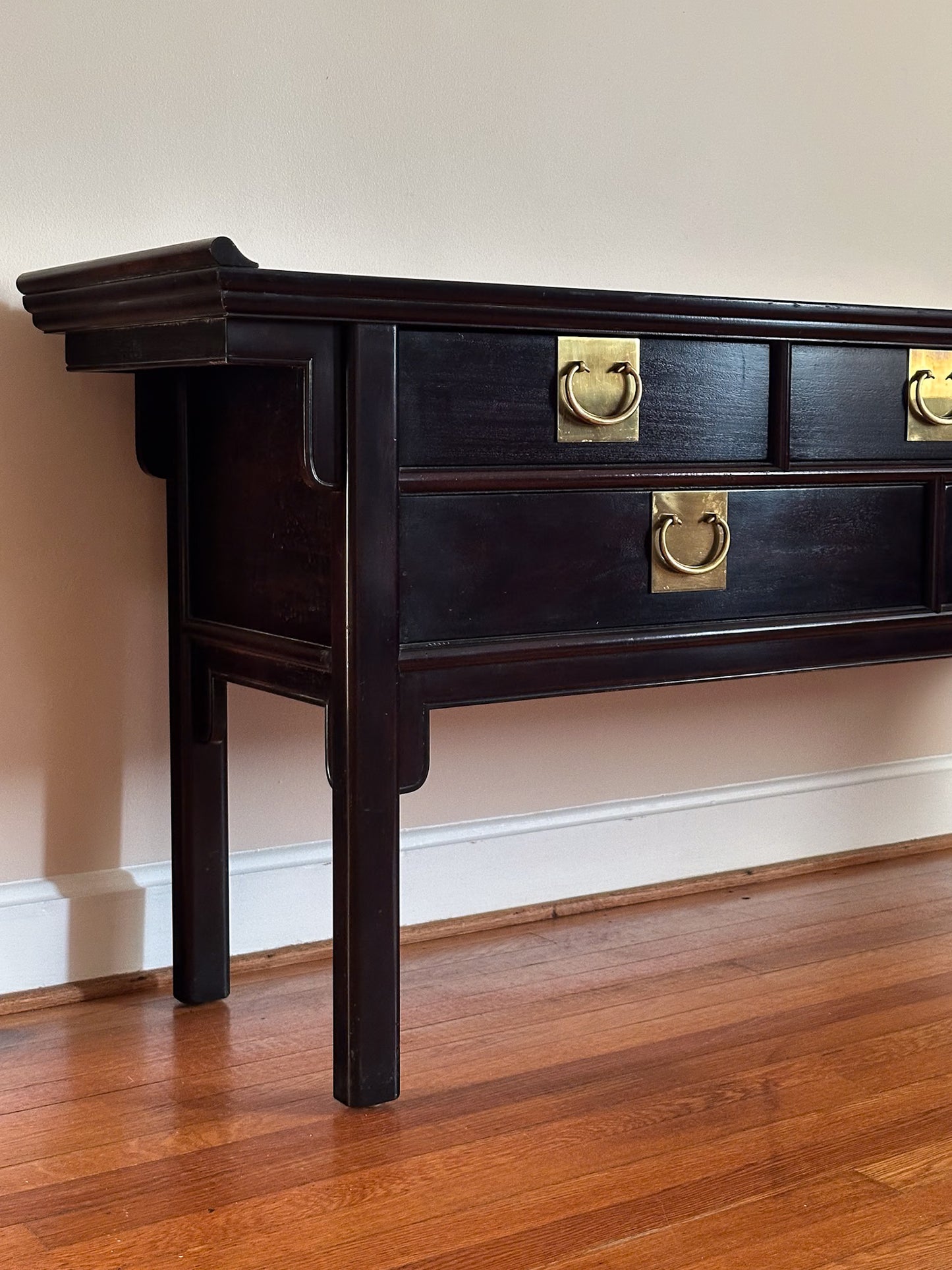 Vintage Century Furniture Black Lacquered Console Table
