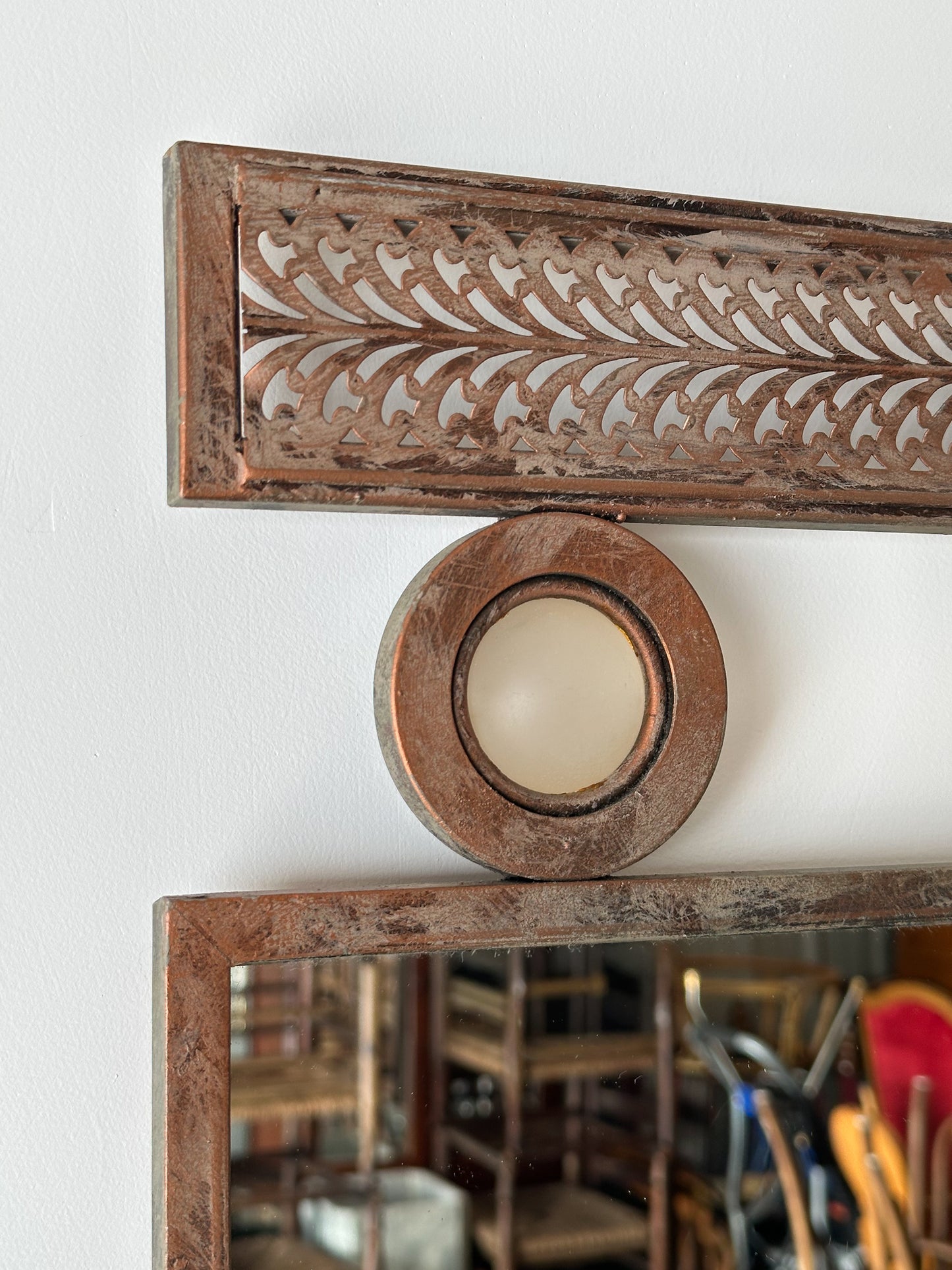 Pierced Steel Wall Mirror in the Style of Santambrogio & De Berti, Italy, Mid-Century
