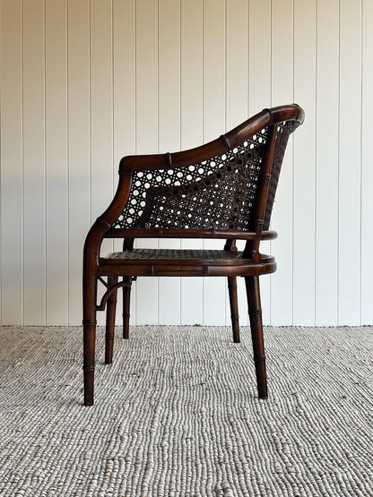 Vintage Faux Bamboo Caned Settee Bench, c. 1970s