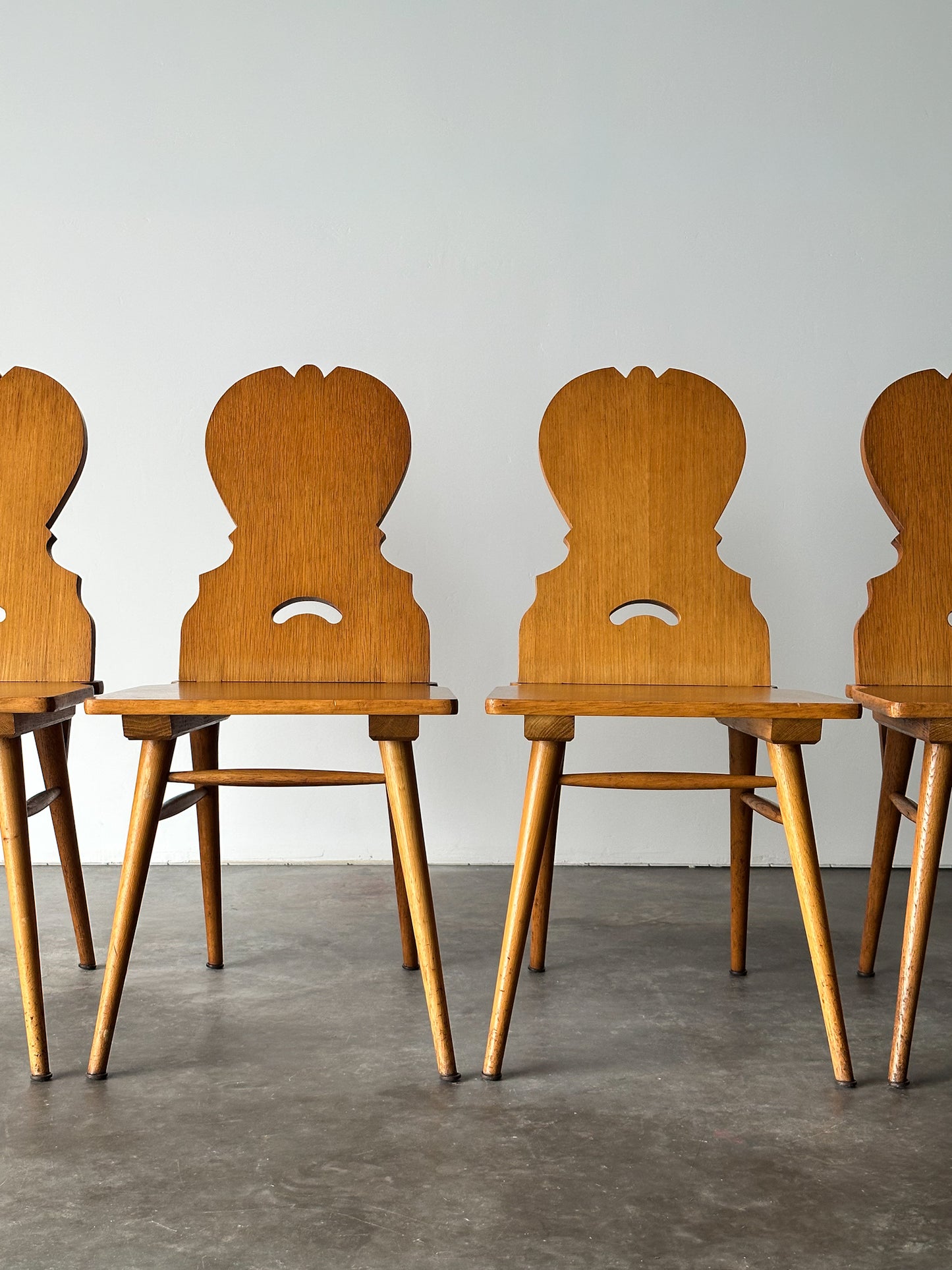 Swiss Alpine Stabelle Oak Dining Set, Mid-Century, Set of 5