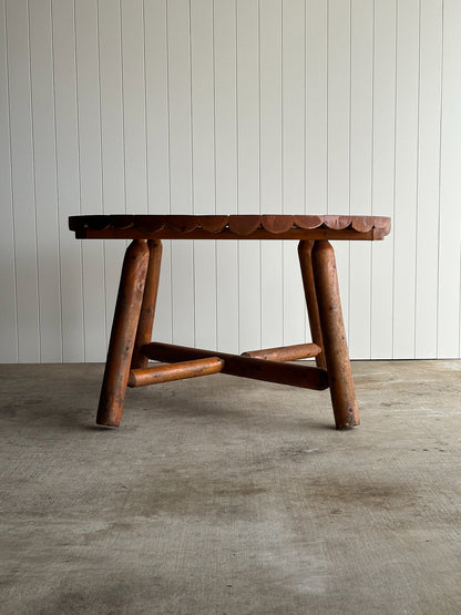 Early 20th Century Pine Dining Table with Scalloped Edge