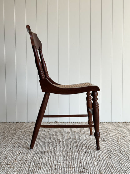 1960s Vintage Sculpted Mahogany Dining Chairs with Cane Seats, Set of 4