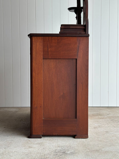 Antique Mid-19th Century Walnut Dresser with Hidden Drawer