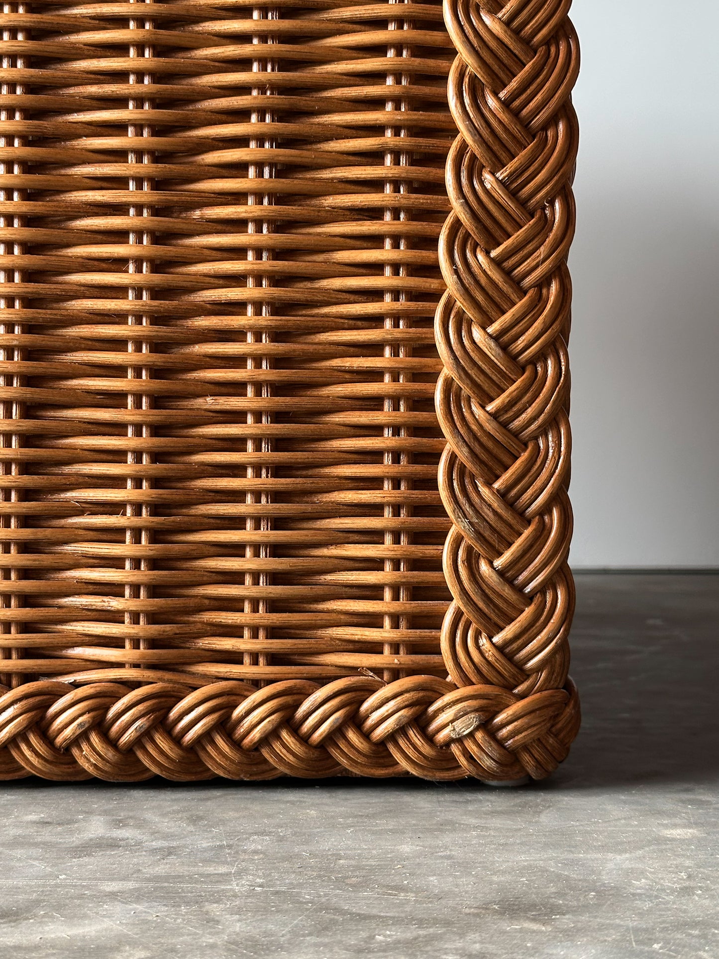 Vintage Woven Wicker Six-Drawer Dresser