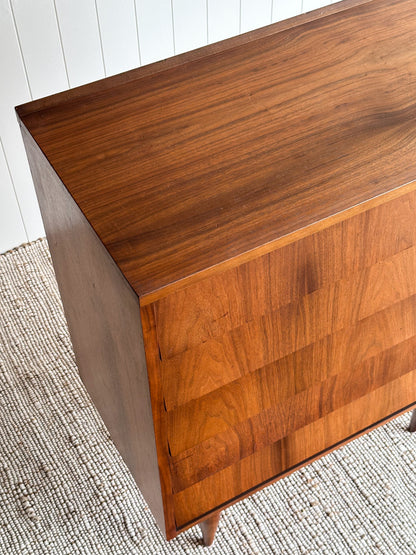 Vintage Mid Century Modern Walnut Floating Drawer Chest of Drawers