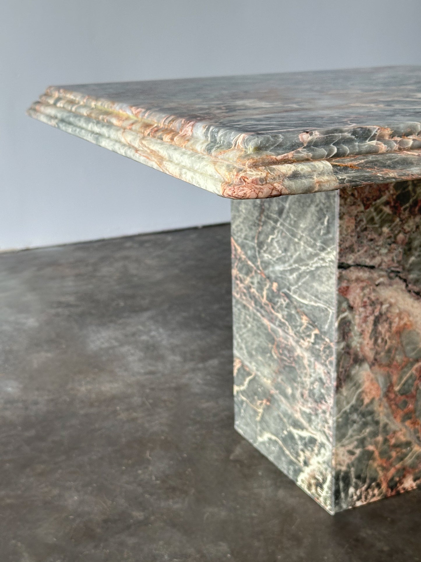 Fior Di Pesco Marble Plinth Side Table, Italy, 1980s