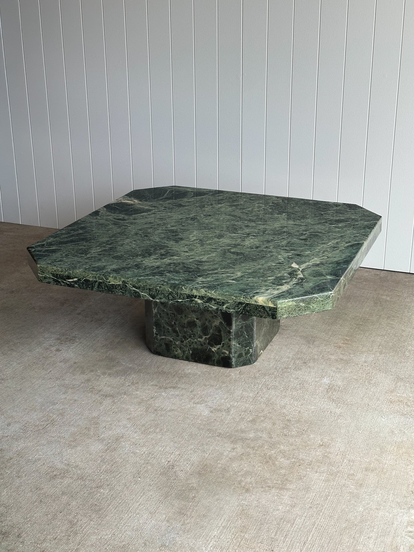 Vintage Italian Verde Alpi Green Marble Coffee Table, C. 1970s