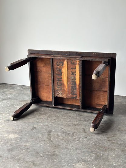 Antique Oak General Store Table With Interesting Newspaper Top, Late 19th Century